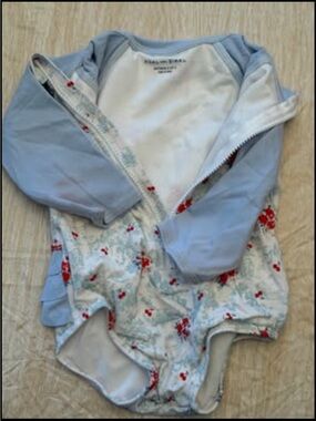 Janie and Jack Light Blue and White Floral Kids Swim Rashguard